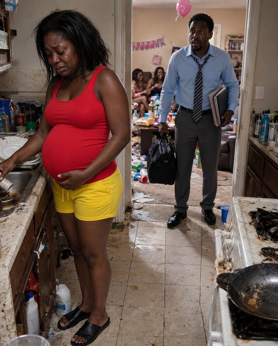 He came home at 10 P.M. and found his 8-MONTH PREGNANT WIFE WASHING DISHES ALONE while his family laughed in the living room … but after discovering they had THROWN AWAY HER MEDICATION, he looked at them and said, “Your comfortable life ends tonight” …