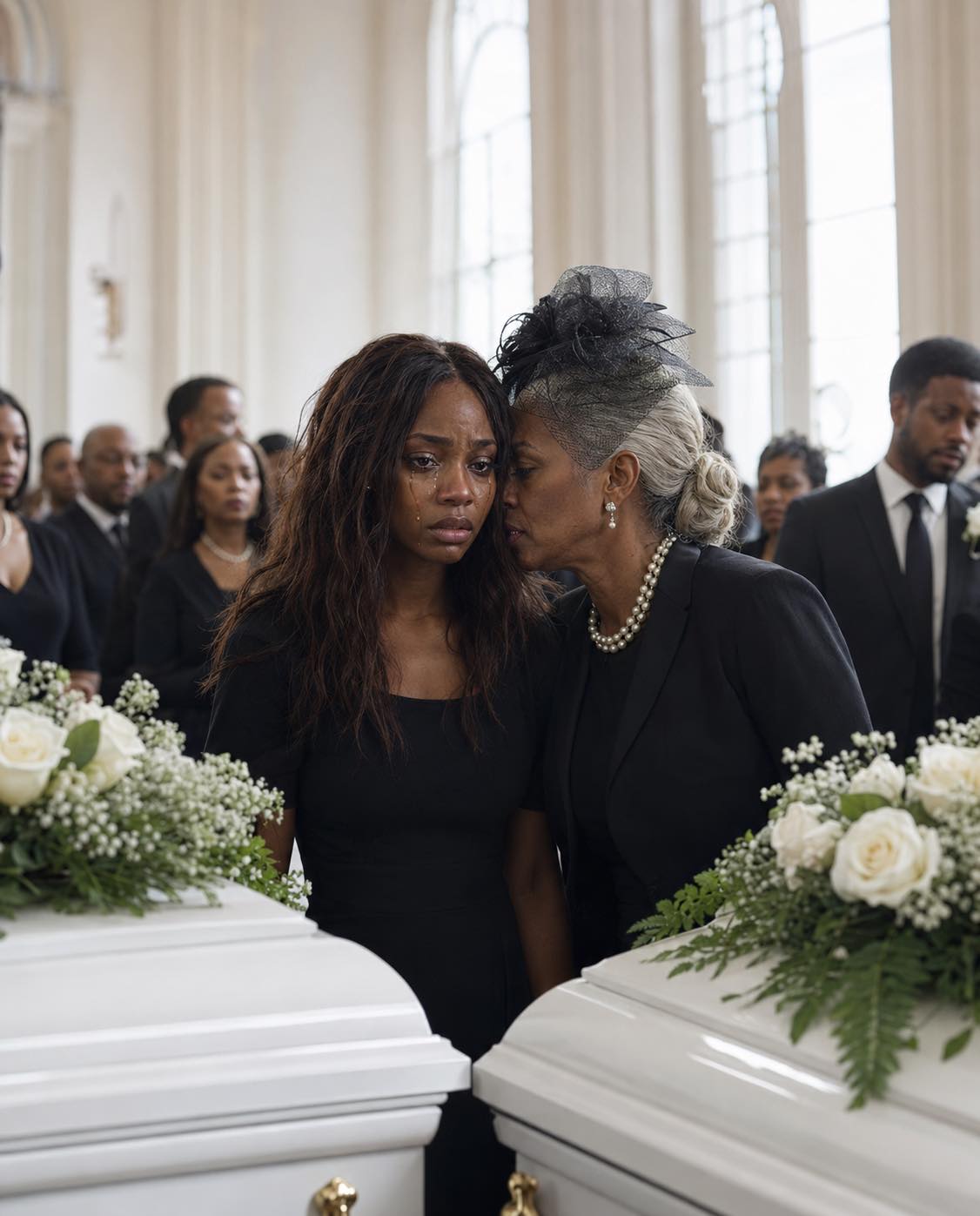 At my twin babies’ funeral, as their tiny coffins lay before me, my mother-in-law leaned close and hissed, “God took them because He knew what kind of mother you were.” I snapped, sobbing, “Can you shut up-just for today?” That’s when she slapped me,